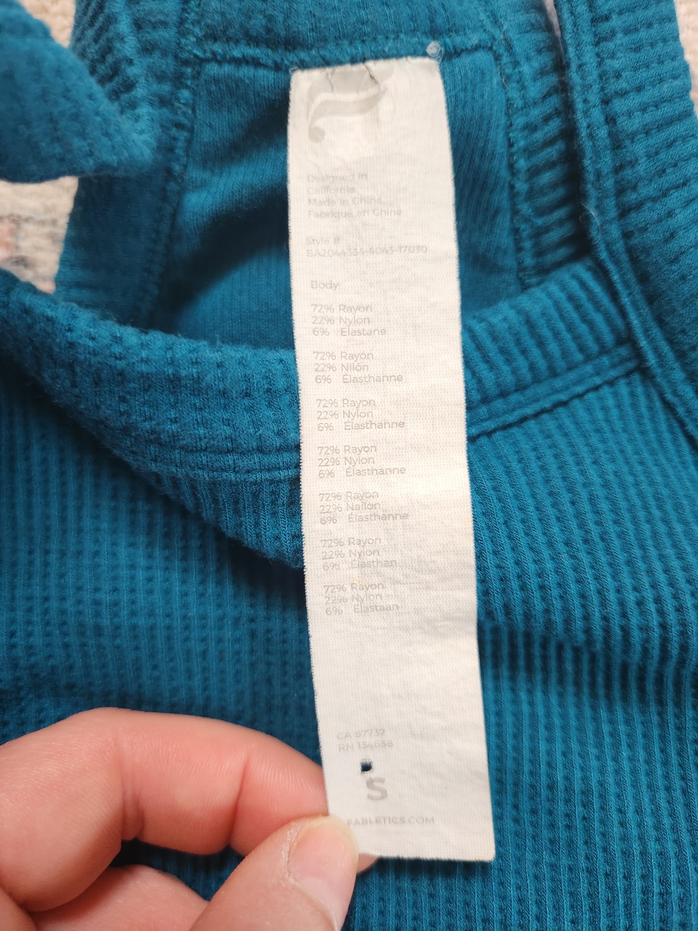 Fabletics Teal Ribbed Tank - Picture 3 of 3